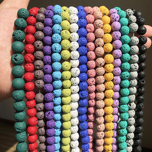 Perles de pierre de lave volcanique en caoutchouc naturel 4MM-10MM en rouge bleu jaune blanc pour la fabrication de bijoux bracelet à bricoler soi-même vente en gros - Product Image 2