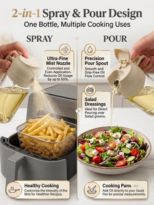 2 In1 Oil Sprayer and Dispenser <b>Bottle</b> 470ml Glass Olive Oil Mister for Air Fryer Salad BBQ and Kitchen Cooking - Product Image 4