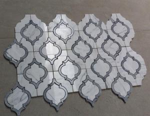 Mosaico Moderno a Forma di Lanterna in Marmo Bianco di <span class=keywords><strong>Thassos</strong></span> e Carrara Lucidato, Spessore 8MM, 305x305mm, per Cucina, Bagno e Rivestimento Hotel - Product Image 4