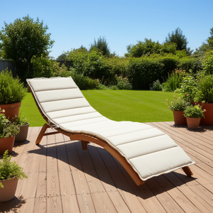 Cojín para tumbona de exterior color crema, 100% poliéster, resistente al agua, extraíble y lavable, para uso en todas las estaciones. - Product Image 2