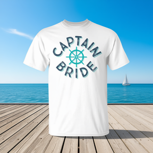 Captain Bride Nautical Wedding T-Shirt <b>Ship</b> <b>Wheel</b> Design White - Product Image 3