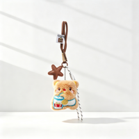 Porte-clés ours en peluche personnalisé avec logo, pendentif mignon pour sac avec breloque étoile et corde tressée pour accessoires de sac à dos pour filles