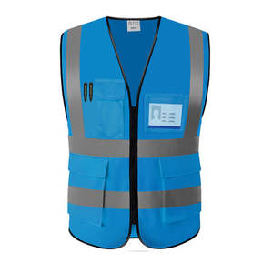 Özel yüksek görünürlük sınıf 3 mavi örgü yansıtıcı güvenlik yelek mühendisi Reflectivesafety yelek - Product Image 2