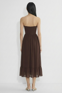 Vestido Midi <span class=keywords><strong>Nina</strong></span> 2026 Vintage Marrón sin Tirantes, Estilo Corsé, de Gasa, con Volantes, Corte en A, Transpirable, para Fiesta o Graduación - Product Image 2