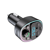 Émetteur FM portable, chargeur de voiture, lecteur MP3 stéréo mains libres, éclairage ambiant coloré, ports USB doubles réglables, certifié CE