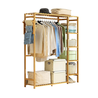 Conception simple chambre étagère de rangement ménage cintre armoire bambou porte-manteau au sol