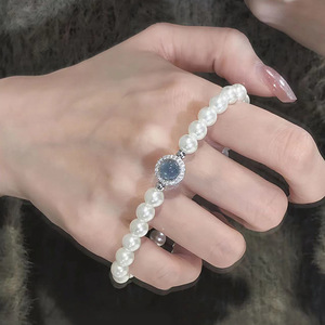 Pulsera de perlas azul marino de <span class=keywords><strong>sirena</strong></span>, accesorio de alta gama, fresco y ligero, único, estilo francés, elegante y versátil para mujer. - Product Image 1