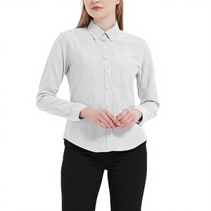 Chemise d'uniforme professionnelle à manches longues en coton Oxford 100 % rayé, style simple et polyvalent, nouvelle collection Printemps-Été 2026 pour femme - Product Image 6