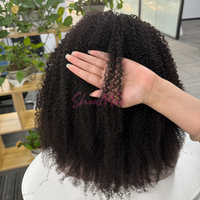 Perruques mi-tête 100 % cheveux humains vierges brésiliens bouclés crépus, vente en gros, perruque mi-tête afro bouclée avec cordon de serrage facilement ajustable