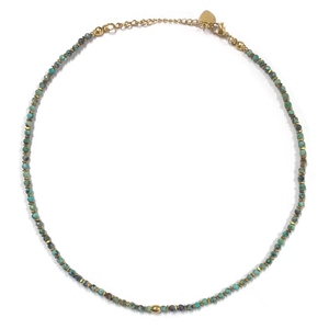 Collar de cuentas facetadas de piedras preciosas con espaciador de metal dorado, gargantilla delicada de hebra corta, joyería OEM personalizada - Product Image 5