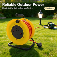 Enrouleur de câble à 2 prises, protection thermique 13 A, rallonge robuste, idéal pour le jardin, le bricolage, l'atelier et les outils électriques