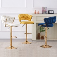 Chaise de bar nordique, mobilier de comptoir, métal, velours, pivotante, cuir, haute, dorée, moderne, luxe, tabouret de cuisine, chaises de bar pour table de bar