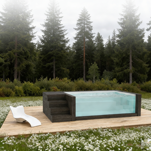 สระว่ายน้ำ FRP แบบตั้งพื้น หนา 10 มม. ทนรังสียูวี เป็นมิตรกับสิ่งแวดล้อม ทนทาน รูปทรงสี่เหลี่ยมผืนผ้า ติดตั้งง่าย พร้อมบันไดนิรภัยสำหรับเด็ก - Product Image 1