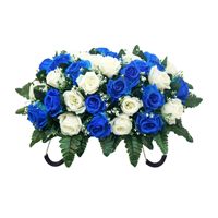 Arrangement floral artificiel en soie faite à la main, bouquet d'offrandes pour le cimetière, offrandes pour la fête des tombes, fleurs artificielles éternelles