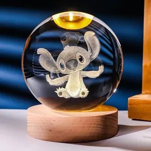 Populaire Boule de Cristal 3D de 6 cm Stitch Pikachu Doraemon Dream <span class=keywords><strong>Hello</strong></span> <span class=keywords><strong>Kitty</strong></span> Planète de Cristal <span class=keywords><strong>Veilleuse</strong></span> Source LED Cadeaux pour Enfants - Product Image 5