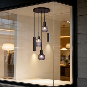 Lustre suspendu moderne <span class=keywords><strong>en</strong></span> <span class=keywords><strong>verre</strong></span> gris <span class=keywords><strong>fumé</strong></span>, fabrication chinoise, luminaire décoratif pour la maison, lampe suspendue moderne pour magasin - Product Image 1