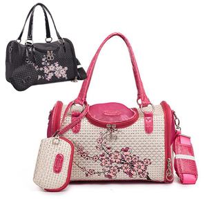 Retro çiçek nakış su geçirmez örgü Pet köpek araba taşıyıcı - Product Image 1