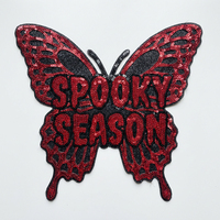 Patch thermocollant grand format en chenille brodée, personnalisé, motif nœud, crâne et personnage de film d'horreur, éco-responsable, pour la mode d'Halloween