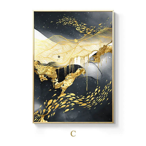 Peinture sur toile abstraite dorée grise, affiche moderne de luxe, impression de simplicité, art mural contemporain, image pour <span class=keywords><strong>la</strong></span> <span class=keywords><strong>d</strong></span>écoration de <span class=keywords><strong>la</strong></span> maison - Product Image 6