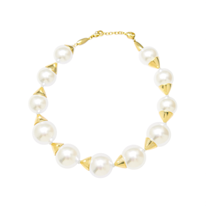 Collar de perlas con cuentas cónicas chapadas en oro, acero inoxidable 316L, joyería sostenible y resistente para mujer - Product Image 2