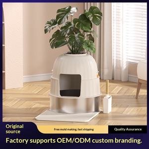 Bac à litière pour chat <span class=keywords><strong>de</strong></span> style <span class=keywords><strong>pot</strong></span> <span class=keywords><strong>de</strong></span> fleurs, construction en ABS et acier inoxydable, extra large, entièrement fermé, désodorisant, anti-odeurs - Product Image 6