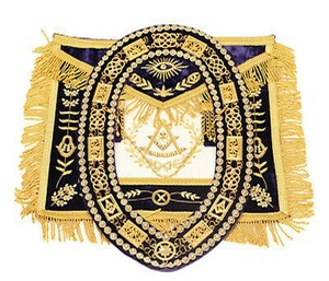 Tablier maçonnique grand passé maître 100% peau d'agneau avec chaîne collier poignets maçonnique brodé à la main tablier en fil de métal doré - Product Image 2