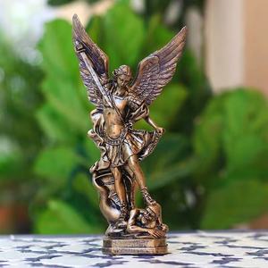 Résine Artisanat Bronze Saint Michel Figurine Religieux Cadeau Personnalisé Ange Sculpture Décoration - Product Image 5