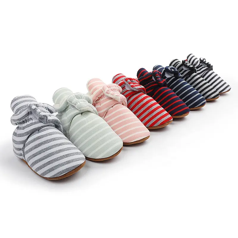 Bé Mùa Đông Ấm Áp Giày Booties Vớ Cotton 0-18 Tháng Cô Gái Bé Trai Sọc Khởi Động