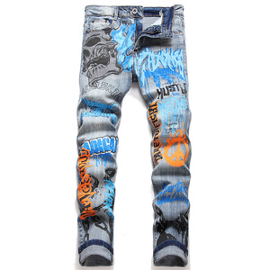 Erkek Denim artı boyutu rahat desen yırtık sıska yığılmış erkekler kaliteli kot - Product Image 1