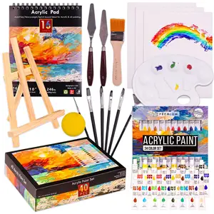 Art Crafts Watercolor Panting 12ml Colour Kit For Kid Supplies Diy 24 Colors Non Toxic Waterproof Artist Acrylic Paint Set