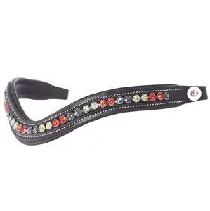 Best Premium Quality Horse Leather With Bling Crystal Decorative Brow band