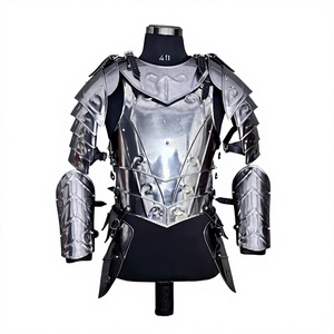 Corset d'armure en aluminium plaqué argent avec sangles en cuir et étuis à couteaux pour jeu de rôle - Style antique moderne - Product Image 2
