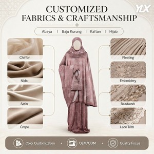 Vestido musulmán de Ramadán Eid, ropa de oración de Jilbab, <span class=keywords><strong>Abaya</strong></span>, Modesto Hijab, <span class=keywords><strong>Abaya</strong></span>, Hijab, 2 piezas, novedad de 2022 - Product Image 3