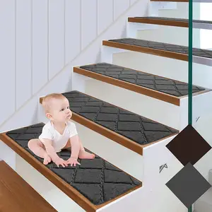 Alfombrillas de poliéster ecológicas para interiores antideslizantes, alfombra autoadhesiva para escaleras