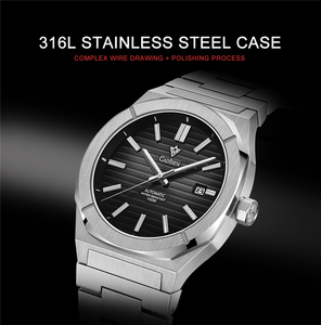 Montre-bracelet mécanique automatique de luxe CADISEN C8200M, design <span class=keywords><strong>allemand</strong></span>, pour homme, acier inoxydable, étanche 100 m, montre tendance - Product Image 2