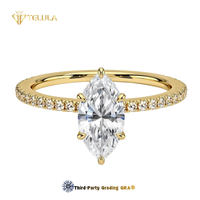Bague de fiançailles et de promesse en argent sterling 925 plaqué or avec diamant moissanite taille marquise certifié GRA