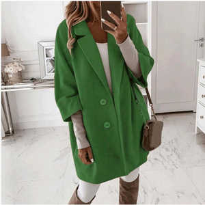 Manteau en cachemire vert pour femme, mélange de laine, manches longues, vêtement d'extérieur d'hiver, taille S - Product Image 1