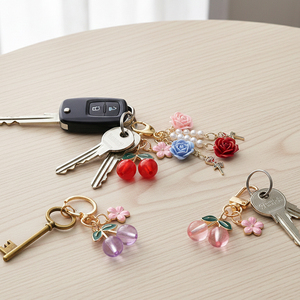 Llavero de Aleación Estilo Japonés Personalizado al por Mayor, Resina, Rosa, Camelia, Cerezo, Sakura, Accesorio para Coche, USB, Bolso - Product Image 2