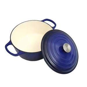 Casserole enduite d'émail bleu de <span class=keywords><strong>fonte</strong></span> de couvercle de casserole de dégradé de rond de deux poignées - Product Image 6