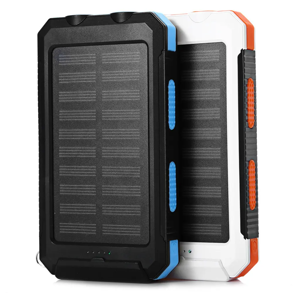 Solar Power Bank Dual Usb 20000mah Waterproof Battery Charger External Portable Solar Panel With Led Light