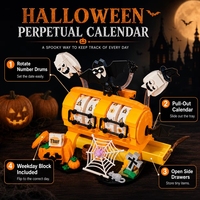Ensemble de blocs de construction 420 pièces, modèle de calendrier de bureau d'Halloween, jouet éducatif STEM pour enfants et adultes, vente en gros
