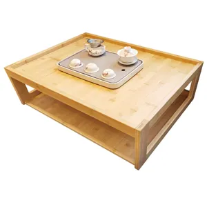 מכירה ישירה במפעל רטרו פשוט שולחן אוכל קטן שולחנות משרדיים מעץ שולחן מרובע במבוק