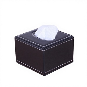 Caja de pañuelos de cuero impermeable de diseño moderno al por mayor, cubierta rectangular grande de cuero PU, logotipo personalizado, servilletas cuadradas de papel facial - Product Image 2
