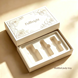 OEM Custom Logo Lid and Base Cosmetic Box with Biodegradable <b>Pulp</b> Tray & Embossing - Rigid Cardboard Makeup Packaging Wholesale - Product Image 1