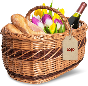 JY Creative Home Grand <span class=keywords><strong>panier</strong></span> de pique-nique en osier avec poignée <span class=keywords><strong>Panier</strong></span> <span class=keywords><strong>à</strong></span> provisions tressé de vacances vide <span class=keywords><strong>panier</strong></span> de saule avec poignée - Product Image 4