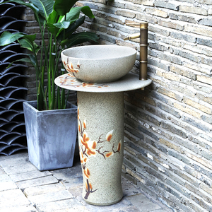 <span class=keywords><strong>Canton</strong></span> Fair Flor <span class=keywords><strong>China</strong></span> Baño <span class=keywords><strong>Porcelana</strong></span> Suelo <span class=keywords><strong>de</strong></span> pie Lavabo Cerámica Pintado a mano Pedestal Lavabo Fregadero - Product Image 6