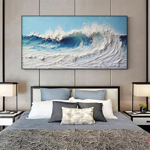 Peinture à l'huile originale, faite à la main, moderne, grande, bleue et blanche, vagues de l'océan, toile abstraite, texture 3D, paysage marin, techniques mixtes - Product Image 6