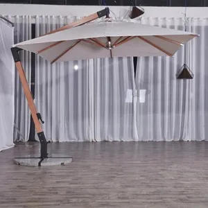 Bán Hot Chất Lượng Cao Ngoài Trời Bằng Gỗ Treo Không Thấm Nước Patio Sun Cantilever Parasol Umbrella 3M Patio Umbrella Nhà Cung Cấp