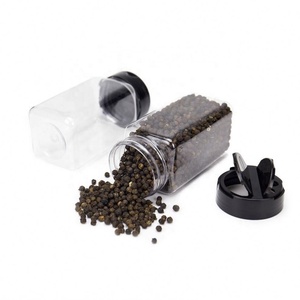Bouteille d'assaisonnement carrée de 9oz prix d'usine vente en gros pot à épices carré manuel en plastique <span class=keywords><strong>salière</strong></span> et poivrière - Product Image 2