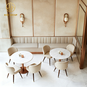 Canapé d'angle moderne en cuir et marbre, table et chaises pour café-<span class=keywords><strong>restaurant</strong></span>, mobilier de canapé d'angle pour café - Product Image 6